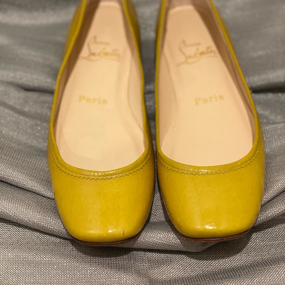 Christian Louboutin Yellow Patent Leather Flats